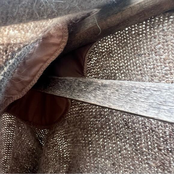 Vintage 90s Segue Argyle Angora Wool Cardigan sweater tan gray cream Grandpacore - Picture 7 of 8